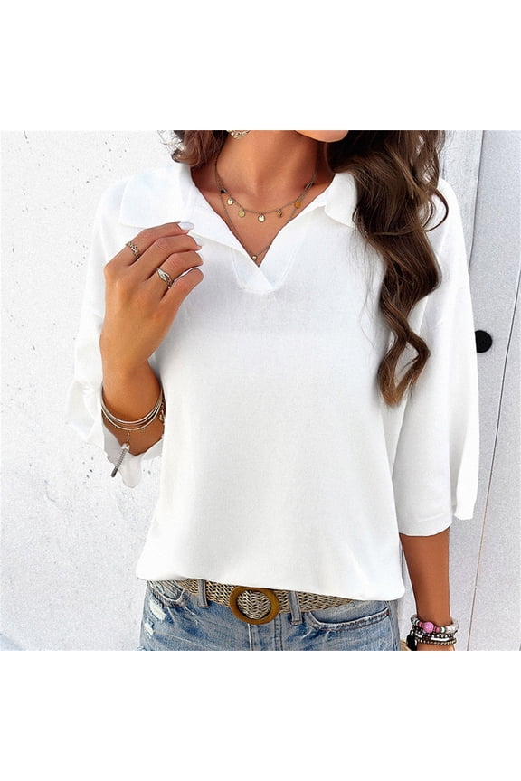 Going Out Tops for Women up to 50% Off Cozy Style Tshirts Ladies Plus Athletic Short Sleeve Tops Retro V-Neck T-shirt Cotton Soft Cotton Linen Blouse Fluffy Loose Fit Solid Tee White L