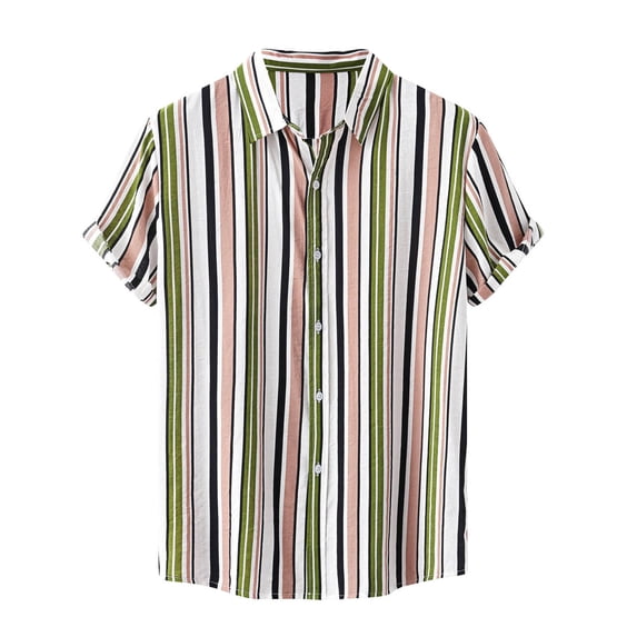 WIZUTIZ Golf Shirts for Men, Men's Lapel Check Printed Shirt Hawaiian Floral Shirt Sales