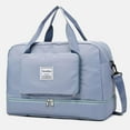 thumbnail image 1 of WIZUTIZ Gym Bag for Women with Shoes Compartment Foldable Large Travel Bag Tote Bag Swim Weekender Lightweight Sports Travel Duffle Bag Womens Large Solid Bags Large-Capacity Bag Blue, 1 of 3