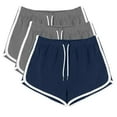 thumbnail image 1 of WIZUTIZ Gym Shorts Women Comfy Trendy Fitted Athletic Dolphin Shorts 3 PCS Elastic Spandex Mid Rise Split Drawstring Swimwear Solid Swimsuit for Ladies Travel Gray, 1 of 6