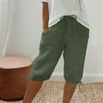 thumbnail image 1 of WIZUTIZ Gym Shorts Women Leisure Wide Leg Active Baggy Shorts Mid Rise Solid Shorts Knee-Length with Pockets Jogging Tie Side Shorts for Ladies Comfy Travel Green Linen, 1 of 6