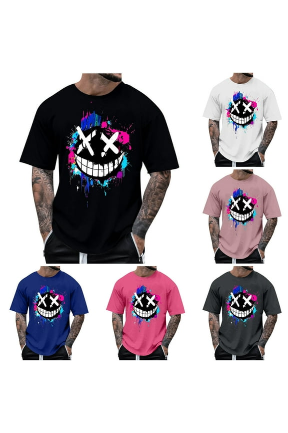 Halloween Tee Shirts for Mens Fall Summer Short Sleeve Boat Neck Skeleton Graphic Loose Fit Tops Shirt Man 2026