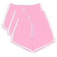 thumbnail image 1 of WIZUTIZ Hiking Shorts Women Retro Trendy Slimming Cycling Dolphin Shorts Pack of 3 Stretch Elastic Mid Rise Split Drawstring Swimsuit Floral Print Swimwear for Teen Girls Club Pink, 1 of 6