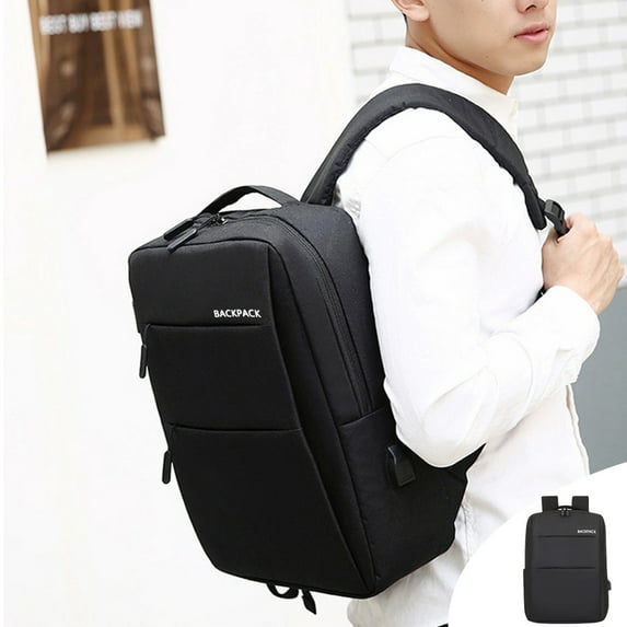 WIZUTIZ Laptop Backpack 15 Inch Large Travel Backpack For Men Women Computer Work Business College Backpack Bookbag Carry Backpack With USB Port Womens Large Solid Bags Waterproof Durable Bag Black