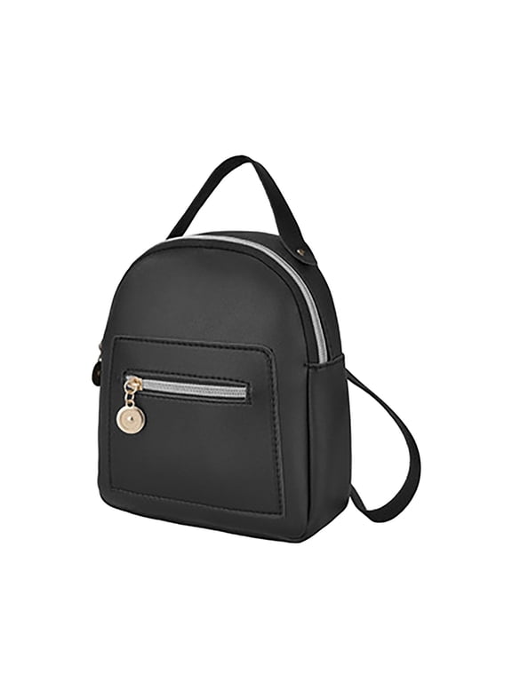 Leather Backpack Cute Casual Daypack Zippered Pockets Crossbody Convertible Shou Womens Messenger Bags Womens Crossbody Bags Medium Solid Bags Waterproof Durable Bag 1 PC Black