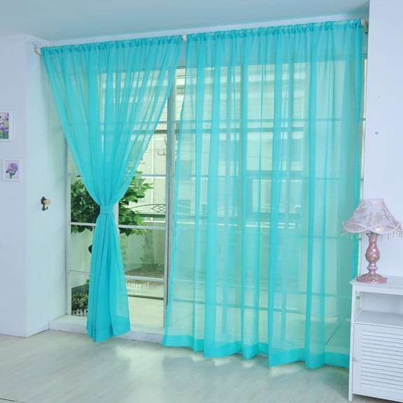 WIZUTIZ Light Blue Sheer Voile Window Curtain Panel Solid Color Door Curtain Drape for Light Filtering Room Divider and Home Decor for Soft Sky Tone