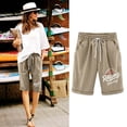 thumbnail image 1 of WIZUTIZ Linen Shorts for Women Casual Wide Leg Active Baggy Shorts Mid Rise Floral Print Trousers Knee-Length with Pockets Rolled Hem Drawstring Trousers for Lady Trendy Party Multi-color, 1 of 4