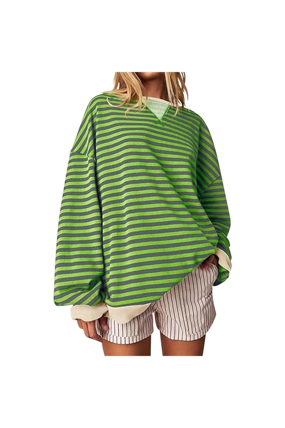 Long Sleeve Tops for Women Plus Size Striped Shirts Fashion Ruched Round Neck Blouse Tees For Women Solid Color Loose Short Sleeve Tops Summer Classic T-Shirt Holiday Gift Finder
