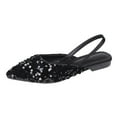 thumbnail image 1 of WIZUTIZ Low Heel Sandals for Women Hiking Sandals Women Comfortable Sports Stretch Sequin Sandals Pull-On Round Toe Shoes Mid Heel (2"-3") Medium Solid Sandals for Lady Party Holiday Deals Black, 1 of 6