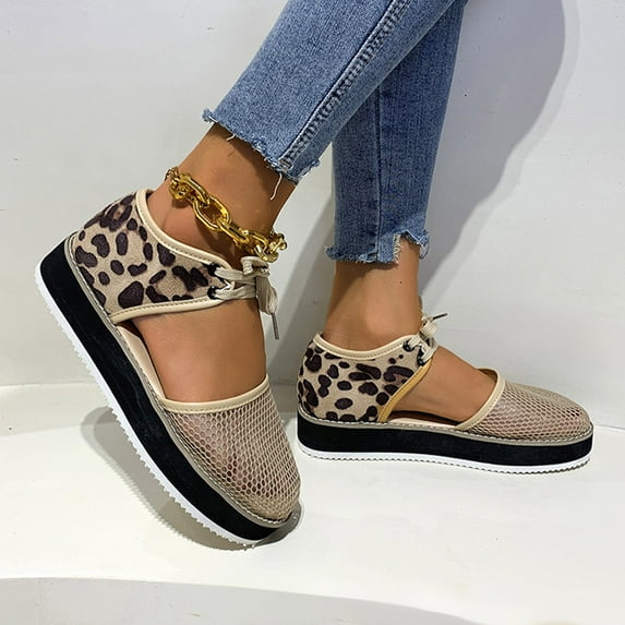 WIZUTIZ Low Heel Sandals for Women Sandals for Women 2025 Comfortable Retro Elastic Hollow Out Sandals Pull-On Summer Shoes Medium Leopard Animal Print Sandals for Lady 4th of July Gifts Beige