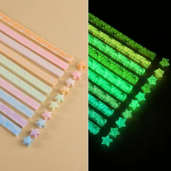 WIZUTIZ Luminous Star Paper Strips Glow Folding Paper Strips Star Making Craft Material Decorative Accessory for Lucky Stars Handmade Decor Gifts Notes and Creative Art Works