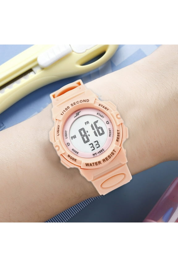 Luminous Water Resistant Electronic Watch Multifunction Student Dial Stopwatch Calendar Comfortable Durable PVC Strap Suitable For Everyday