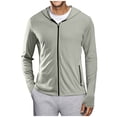 thumbnail image 1 of WIZUTIZ Men UPF 50+ Sun Protection Hoodie Light Jacket Full Zip Hooded Long Sleeve Shirts for Hiking Fishing Athletic Running, 1 of 5