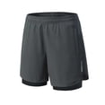 thumbnail image 1 of WIZUTIZ Men's 2 in 1 Running Shorts with Zipper Phone Pockets Quick Dry Gym Athletic Training Shorts with Compression Liner, 1 of 4