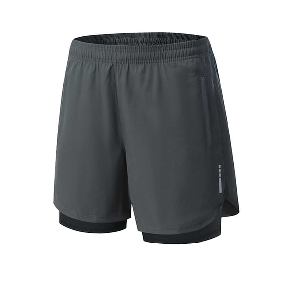 WIZUTIZ Men's 2 in 1 Running Shorts with Zipper Phone Pockets Quick Dry Gym Athletic Training Shorts with Compression Liner