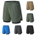thumbnail image 1 of WIZUTIZ Men's 2 in 1 Running Shorts with Zipper Phone Pockets Quick Dry Gym Athletic Training Shorts with Compression Liner, 1 of 5