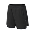 thumbnail image 1 of WIZUTIZ Men's 2 in 1 Running Shorts with Zipper Phone Pockets Quick Dry Gym Athletic Training Shorts with Compression Liner, 1 of 4