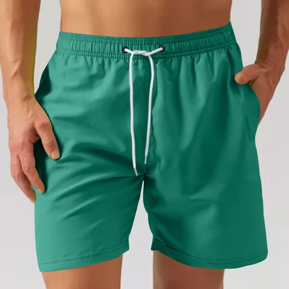 WIZUTIZ Men's Athletic Shorts Solid Color Zipper Pocket Drawstring Elastic Waist Cropped Straight Leg Quick Dry Breathable Lightweight Summer Gym Running Active Workout Shorts