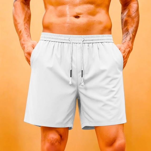 WIZUTIZ Men's Athletic Shorts Summer Cool Feel Elastic Waist Wide Leg Sports Five-Point Bottoms Twill Breathable Drawstring Relaxed Fit for Casual Outdoor Daily Wear Mens Fashion