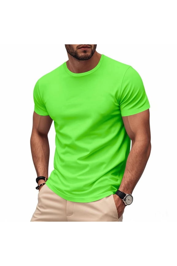 Men's Athletic Top Solid Color Round Neck Short Sleeve Pullover Quick Dry Breathable Lightweight Summer Marathon Running Gym Active Workout Tee