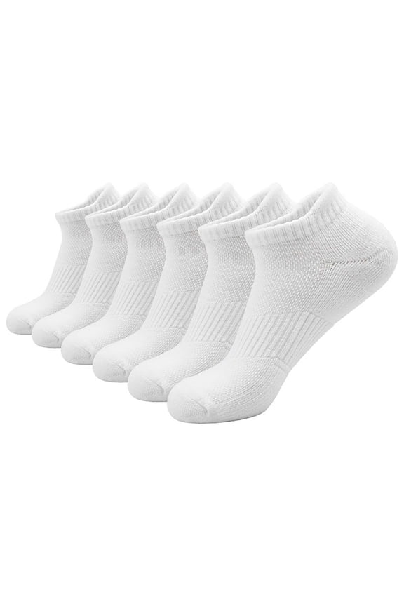 Men's Basketball No Show Socks 6-Pack Terry Cushioned Moisture Wicking Breathable Anti-Slip Low Cut Outdoor Sports Running Hiking Socks