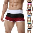thumbnail image 1 of WIZUTIZ Men's Boxer Brief Stretch Breathable Mesh Color Block Swimming Underwear 5 Inch Quick Dry Compression Bathing Suits, 1 of 5