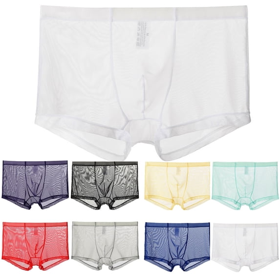 WIZUTIZ Men's Boxer Brief Transparent Underwear Ice Silk Seamless Comfortable Ultra-thin Breathable Underpants