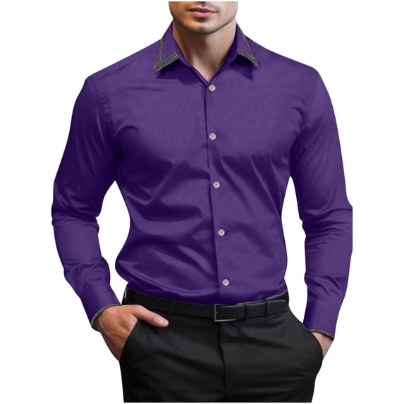 WIZUTIZ Men's Business Shirt Long Sleeve Formal Wear Professional Look Suitable for Office Wear Shirt