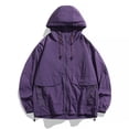 thumbnail image 1 of WIZUTIZ Men's Cargo Jackets Plus Size Fashion Zipper Lightweight Sunscreen Hooded Coat Outwear Blouse Tops with Pockets, 1 of 5