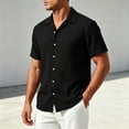 thumbnail image 1 of WIZUTIZ Men's Casual Button Up Shirt Solid Color Short Sleeve Lapel Lightweight Breathable Polyester Summer Top for Outdoor Daily Exercise Mens Fashion, 1 of 9
