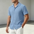 thumbnail image 1 of WIZUTIZ Men's Casual Button Up Shirt Solid Color Short Sleeve Lapel Lightweight Breathable Polyester Summer Top for Outdoor Daily Exercise Mens Fashion, 1 of 9
