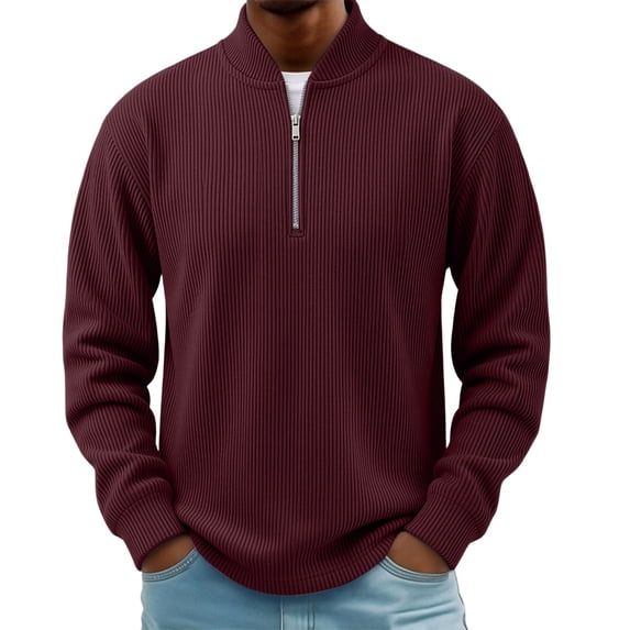 WIZUTIZ Men's Casual Jacket Fall Winter Zip Up Crewneck Long Sleeve Outdoor Sports Coat Corduroy Relaxed Fit for Daily Commute Gathering Mens Fashion