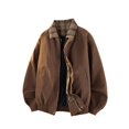 thumbnail image 1 of WIZUTIZ Men's Casual Jacket Loose Patchwork Fake Two-Piece Plaid Collar Lapel Full Zip Long Sleeve Polyester Coat for Spring Winter Daily Commute Party Mens Fashion, 1 of 9