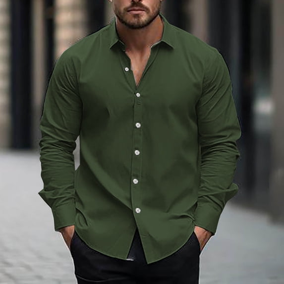 WIZUTIZ Men’s Casual Printed Shirt Button Down Turndown Collar Long Sleeve Shirt Soft Lightweight Comfy Breathable Fashion Modern Fit Shirt