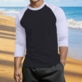 thumbnail image 1 of WIZUTIZ Men's Casual Tee Raglan Sleeve Color Block Design Three Quarter Sleeve Round Neck Relaxed Fit Spring Summer, 1 of 4
