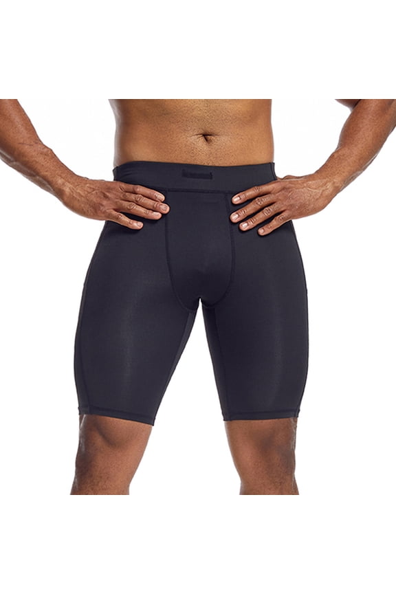 Men's Compression Shorts High Stretch Fabric Moisture Wicking Quick Dry Breathable Elastic Waist Cropped Weight Loss Summer Gym Workout Shorts