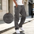 thumbnail image 1 of WIZUTIZ Men's Cotton Cargo Pants Drawstring Waist Ankle Tie Relaxed Fit Multi Pocket Outdoor Straight Trousers, 1 of 8