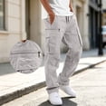 thumbnail image 1 of WIZUTIZ Men's Cotton Cargo Pants Drawstring Waist Ankle Tie Relaxed Fit Multi Pocket Outdoor Straight Trousers, 1 of 8