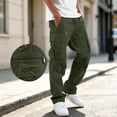 thumbnail image 1 of WIZUTIZ Men's Cotton Cargo Pants Drawstring Waist Ankle Tie Relaxed Fit Multi Pocket Outdoor Straight Trousers, 1 of 8