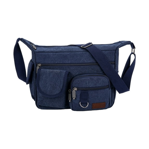 WIZUTIZ Men's Crossbody Bag Shoulder Bag Canvas Outdoor Daily Holiday Zipper Large Capacity Womens Shoulder Bags Medium Solid Bags Water Resistant With Inner Pocket Bag 1 PC Blue