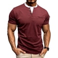 thumbnail image 1 of WIZUTIZ Men's Fake Two Pieces Henley Tshirts Classic T Shirts with Pocket Trendy Tee Short Sleeve Fashion Spring Clothes Men, 1 of 5