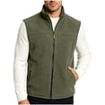 thumbnail image 1 of WIZUTIZ Men's Fleece Vest Multi-Zipper Pocket Stand Collar Sleeveless Fishing Outerwear Polyester Insulated Warm for Winter Outdoor Daily Casual Wear, 1 of 6