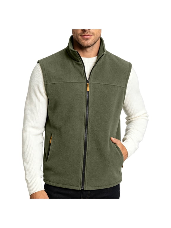 Men's Fleece Vest Multi-Zipper Pocket Stand Collar Sleeveless Fishing Outerwear Polyester Insulated Warm for Winter Outdoor Daily Casual Wear