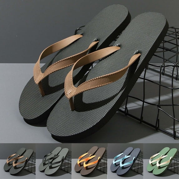 WIZUTIZ Men's Flip-Flops for Summer Outdoor Wear Anti-Slip Outdoor Thong Sandals Trendy Men's Beach Sandals