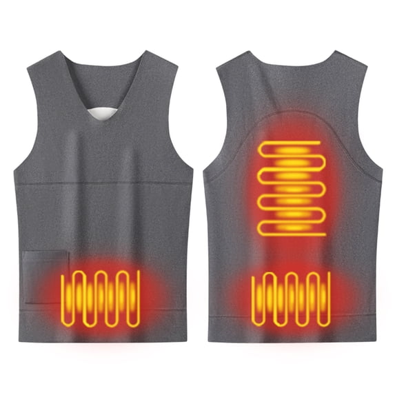 WIZUTIZ Men's Heated Vest Solid Color Round Neck Sleeveless Tight Fit High Stretch Soft Thermal USB Rechargeable Battery Powered Winter Outdoor Work Vest