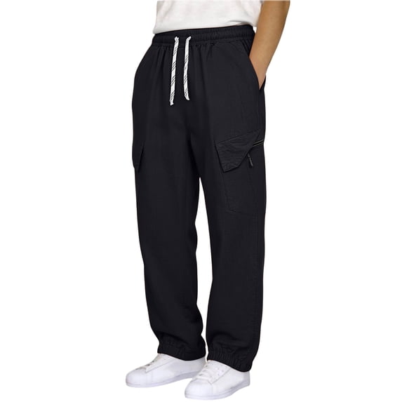 WIZUTIZ Men's Hiking Pants Lightweight Windproof Waterproof Loose Solid Color Workwear Outdoor Trousers Nylon Relaxed Fit for Trekking Camping Daily Commute Mens Fashion