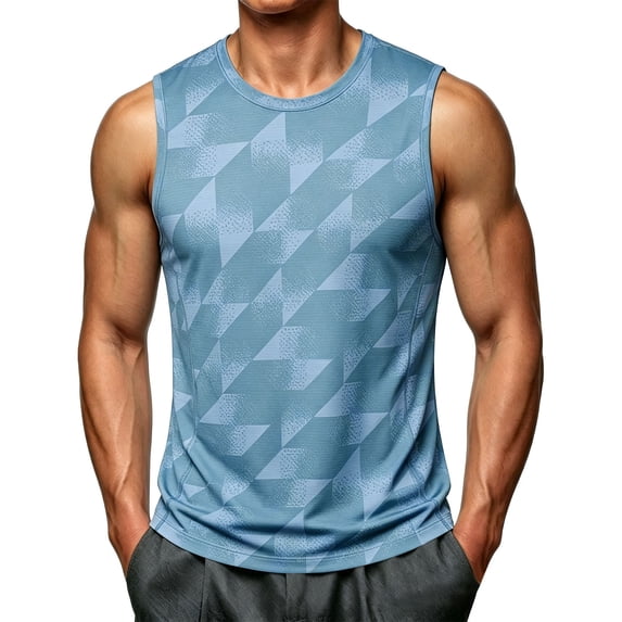 WIZUTIZ Men's Ice Silk Sleeveless Tank Top Quick Dry Breathable Basketball Running Fitness Training Summer Sports Shirt