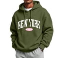thumbnail image 1 of WIZUTIZ Men's Letter Print Fleece Pullover Hoodie With Kangaroo Pocket Long Sleeve Streetwear Casual Fall Winter Sweatshirt, 1 of 5