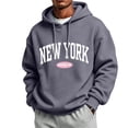 thumbnail image 1 of WIZUTIZ Men's Letter Print Fleece Pullover Hoodie With Kangaroo Pocket Long Sleeve Streetwear Casual Fall Winter Sweatshirt, 1 of 5
