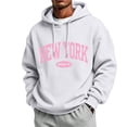 thumbnail image 1 of WIZUTIZ Men's Letter Print Fleece Pullover Hoodie With Kangaroo Pocket Long Sleeve Streetwear Casual Fall Winter Sweatshirt, 1 of 5
